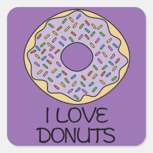 I Liebe Donuts Quadratischer Aufkleber