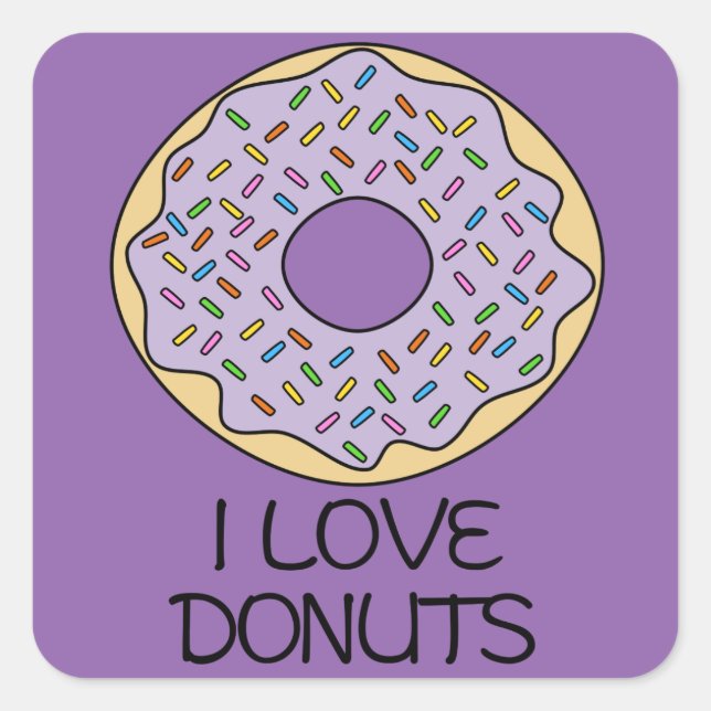 I Liebe Donuts Quadratischer Aufkleber (Vorderseite)