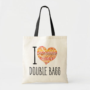 I Liebe Double Bass Orange Mandala Herz Tragetasche