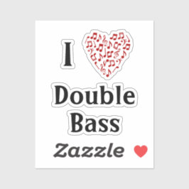 I Liebe Double Bass Rotes Herz Musiknoten Vinyl Aufkleber