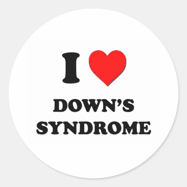 I Liebe-Down-Syndrom Runder Aufkleber (Vorderseite)