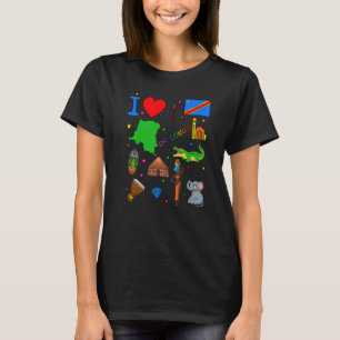 I Liebe DR Kongo Handgezeichnete kongolesische Seh T-Shirt