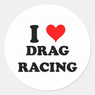 I Liebe Drag Racing Runder Aufkleber