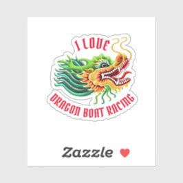 I Liebe Dragon Boat Racing Gold & Red Logo Aufkleber