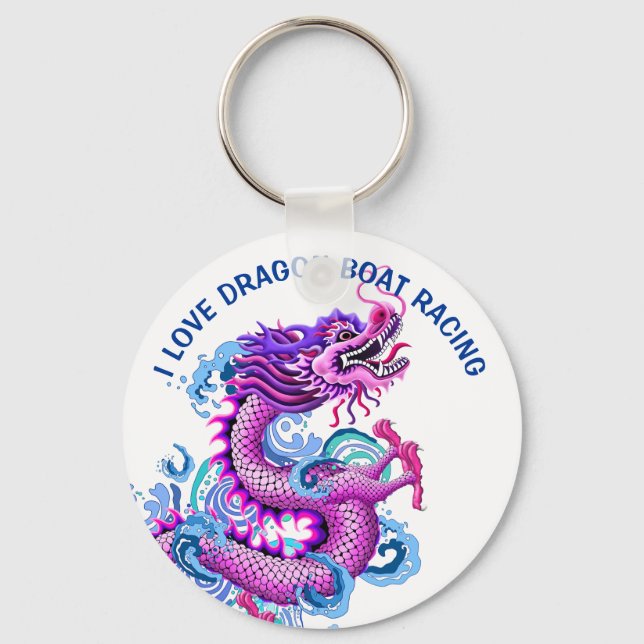 I Liebe Dragon Boat Racing Pink Dragon Schlüsselanhänger (Vorderseite)