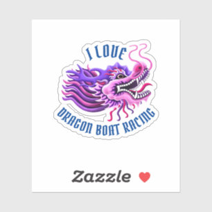 I Liebe Dragon Boat Racing Pink Logo Aufkleber
