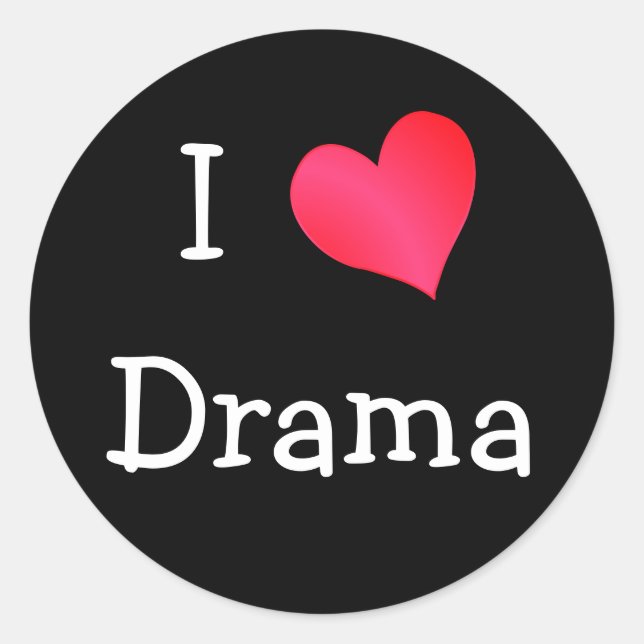 I Liebe Drama Runder Aufkleber (Vorderseite)