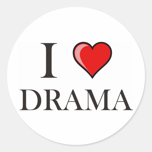 I Liebe Drama Runder Aufkleber (Vorderseite)