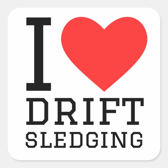 I Liebe Drift Schlitten Quadratischer Aufkleber (Vorderseite)