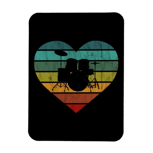 I Liebe Drums Retro Herz Magnet (Vertikal)