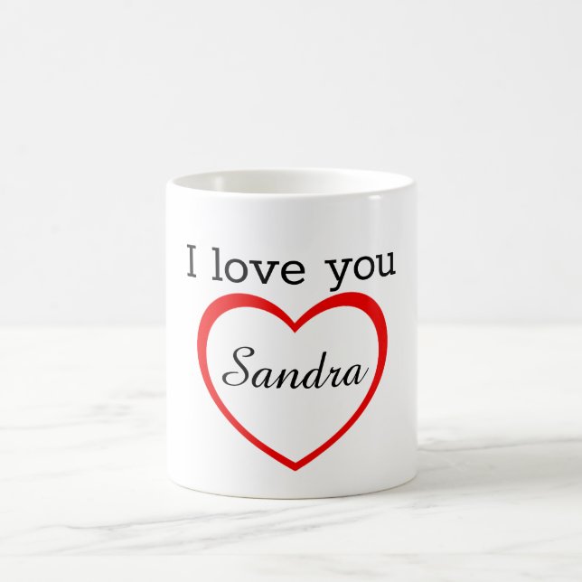 I Liebe du Name des roten Herzens Kaffeetasse (Mittel)