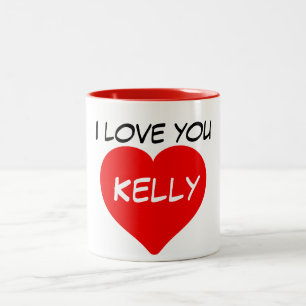 I Liebe du Name des roten Herzens Zweifarbige Tasse