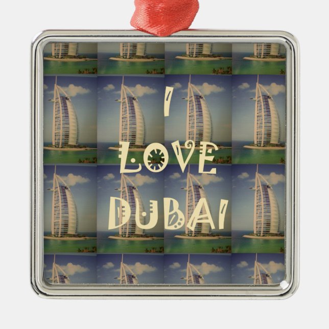 I Liebe Dubai Silbernes Ornament (Vorne)