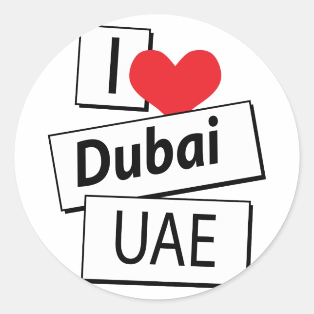 I Liebe Dubai UAE Runder Aufkleber (Vorderseite)