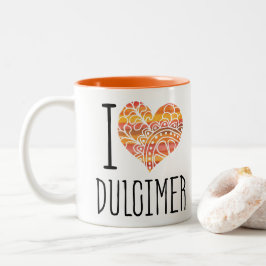 I Liebe Dulcimer Orange Mandala Herz Zweifarbige Tasse