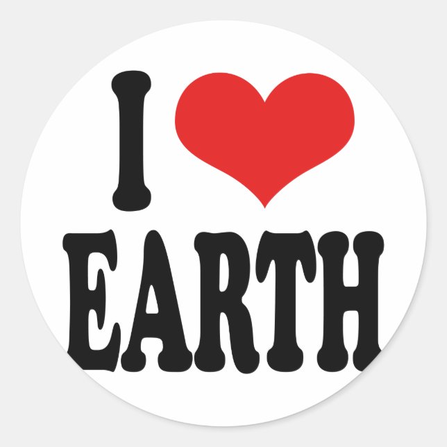 I Liebe Earth Runder Aufkleber (Vorderseite)