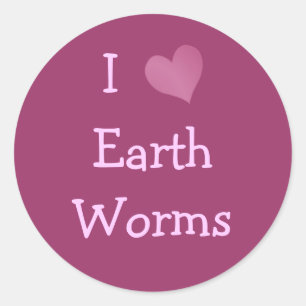I Liebe Earth Worms Runder Aufkleber
