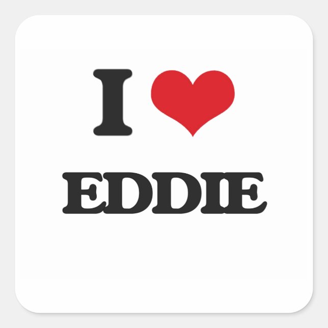 I Liebe Eddie Quadratischer Aufkleber (Vorderseite)