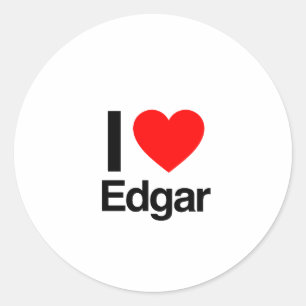 i Liebe edgar Runder Aufkleber