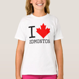 I Liebe Edmonton, Alberta Canada Maple Leaf Girl T-Shirt