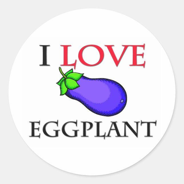 I Liebe Eggplant Runder Aufkleber (Vorderseite)