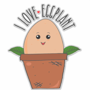 I Liebe Eggplant Vegetarian Funny Food Puff Aufkleber