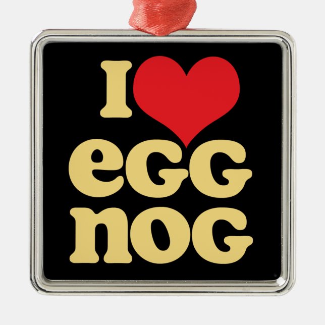 I Liebe Ei Nog Quadrat Metallurlaubssornament Ornament Aus Metall (Vorne)