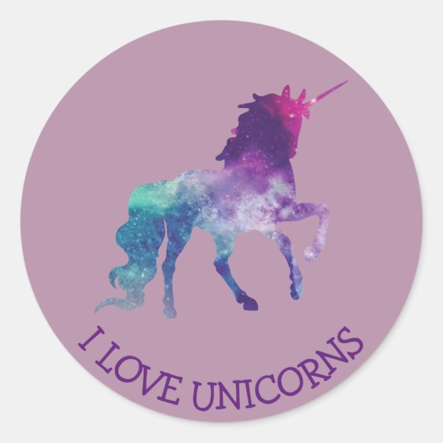 I Liebe Einhornkleber Runder Aufkleber (Vorderseite)