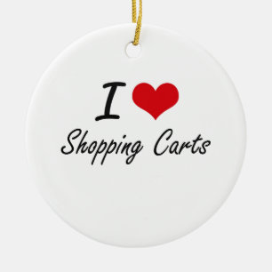 I Liebe-Einkaufswagen Keramikornament