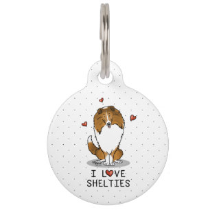 I Liebe (Einzel-2) Shetland Sheepdogs Niedlich Haustiermarke