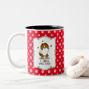 I Liebe (Einzel-2) Shetland Sheepdogs Niedlich Zweifarbige Tasse