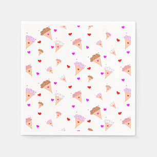 I Liebe-Eiscreme, Kegel-Herz-Aroma-Muster Serviette