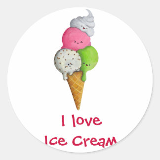 I Liebe Eiscreme Runder Aufkleber