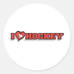 I Liebe Eishockey - Herz Runder Aufkleber