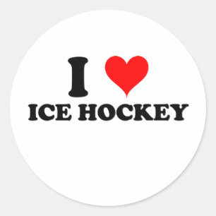 I Liebe Eishockey Runder Aufkleber