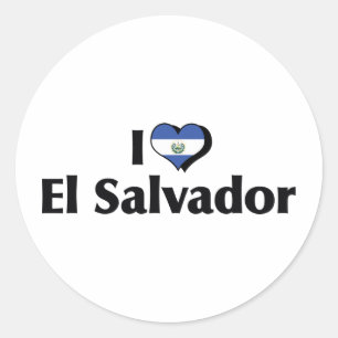 I Liebe El Salvador Flag Runder Aufkleber