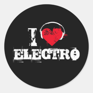 I LIEBE ELECTRO RUNDER AUFKLEBER