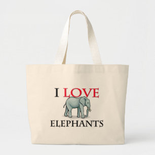 I Liebe-Elefanten Jumbo Stoffbeutel