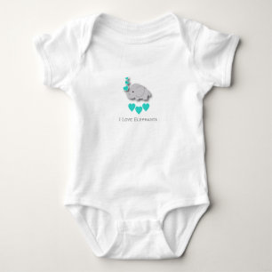 I Liebe Elefanten - Türkis Baby Strampler