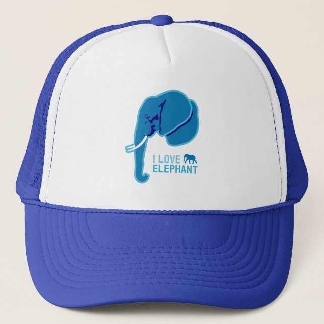 I Liebe Elephant (Seitenwand) Truckerkappe (Vorderseite)