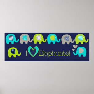 I Liebe Elephants Kinderzimmer Poster