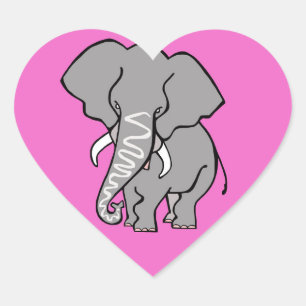 I Liebe ELEPHANTS - Wildtiere - Natur - Rosa Herz-Aufkleber