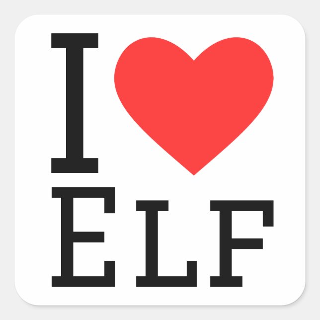 I Liebe elf Quadratischer Aufkleber (Vorderseite)