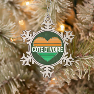 I Liebe Elfenbeinküste, Côte d'Ivoire Schneeflocken Zinn-Ornament