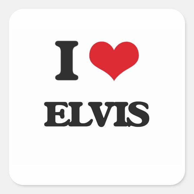 I Liebe Elvis Quadratischer Aufkleber (Vorderseite)