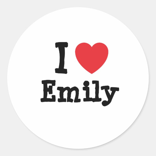 I Liebe Emily heart T - Shirt Runder Aufkleber (Vorderseite)