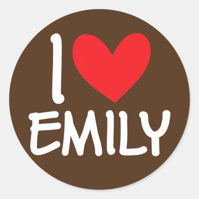 I Liebe Emily Name Personalisiert Girl BESTE FREUN Runder Aufkleber (Vorderseite)