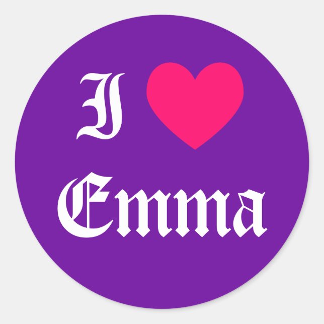 I Liebe Emma Runder Aufkleber (Vorderseite)