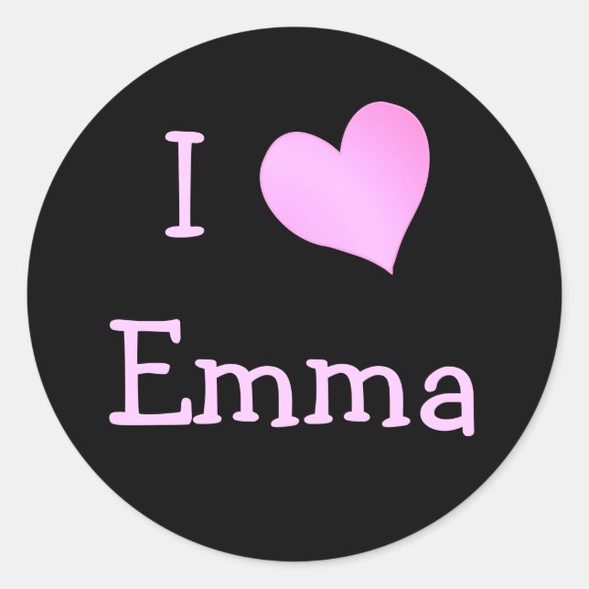 I Liebe Emma Runder Aufkleber (Vorderseite)