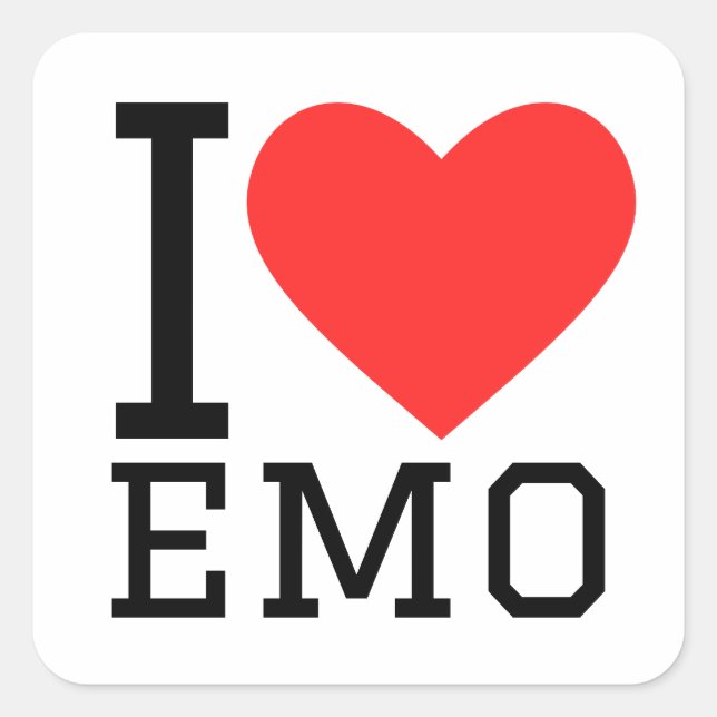 I Liebe emo Quadratischer Aufkleber (Vorderseite)
